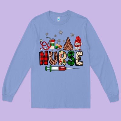Nurse Christmas Long Sleeve Tee Designed By Jahusdesignshop