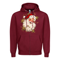 Burgundy Christmas santa claus Zipper Hoodie - MaliasSmallBusiness