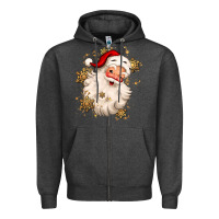 Charcoal Heather Christmas santa claus Zipper Hoodie - MaliasSmallBusiness