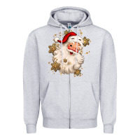 Heather Grey Christmas santa claus Zipper Hoodie - MaliasSmallBusiness