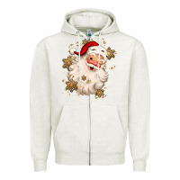 Oatmeal Heather Christmas santa claus Zipper Hoodie - MaliasSmallBusiness