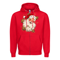 Red Christmas santa claus Zipper Hoodie - MaliasSmallBusiness