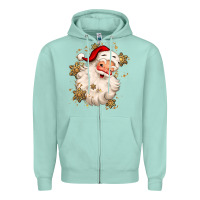 Seafoam Christmas santa claus Zipper Hoodie - MaliasSmallBusiness