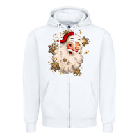 White Christmas santa claus Zipper Hoodie - MaliasSmallBusiness