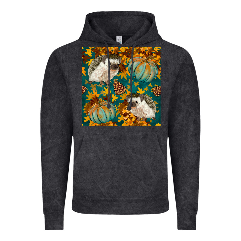 Hedgehog And Pumpkins Seamless Pattern Vintage Hoodie by BundleAndBundleShop | Teevron