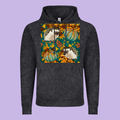 Hedgehog And Pumpkins Seamless Pattern Vintage Hoodie Designed By Bundleandbundleshop