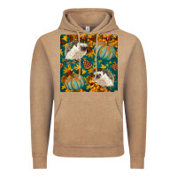 Vintage Coffee hedgehog and pumpkins seamless pattern Vintage Hoodie - BundleAndBundleShop