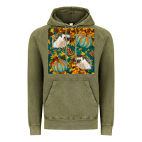 Vintage Olive hedgehog and pumpkins seamless pattern Vintage Hoodie - BundleAndBundleShop
