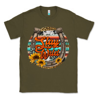 Army Green stay wild horseshoe Classic Tee - Jasminsmagicworld
