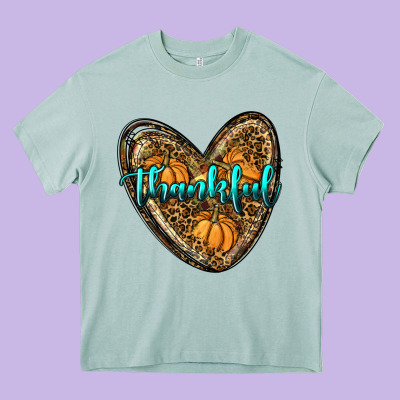 Thankful Pumpkin Heart Heavy Core Tee Designed By Ranaportraitstore