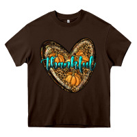 Chocolate Brown thankful pumpkin heart Heavy Core Tee - RanaPortraitStore