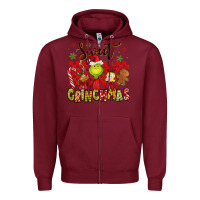 Burgundy grinchmas Zipper Hoodie - MaliasSmallBusiness