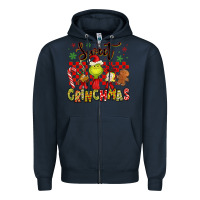 Navy grinchmas Zipper Hoodie - MaliasSmallBusiness