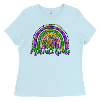 Baby Blue mardi gras rainbow and fleur de lis Ladies Tee - RanaPortraitStore