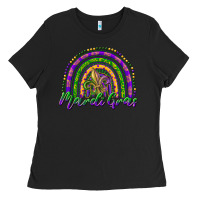 Black mardi gras rainbow and fleur de lis Ladies Tee - RanaPortraitStore