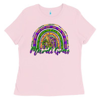 Bubblegum Pink mardi gras rainbow and fleur de lis Ladies Tee - RanaPortraitStore