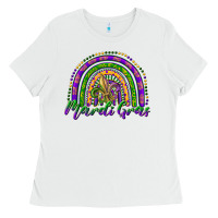 White mardi gras rainbow and fleur de lis Ladies Tee - RanaPortraitStore