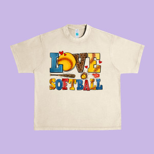 Love Softball Urban Heavy Tee Designed By Adodesignshop