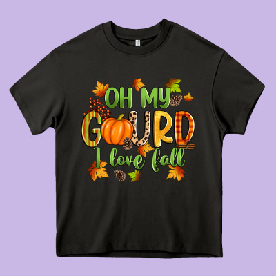 Oh My Gourd I Love Fall Heavy Core Tee Designed By Zillion Design Studio