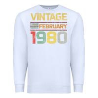 White Born in 1980 Vintage February Premium Sweatshirt - Bettercallsaul