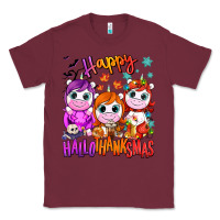 Burgundy Happy Hallothanksmas unicorns Classic Tee - NancyCooperArtShop