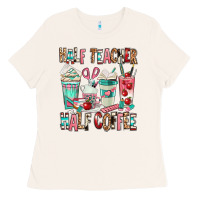 Bone half teacher half coffee Ladies Tee - texasbilliewilder