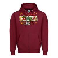 Burgundy Christmas cookie crew Zipper Hoodie - MaliasSmallBusiness