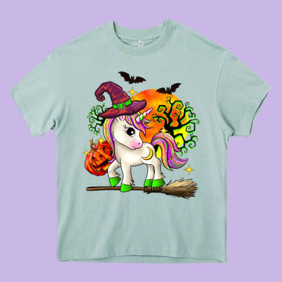 Halloween Unicorn Heavy Core Tee Designed By Zillion Design Studio