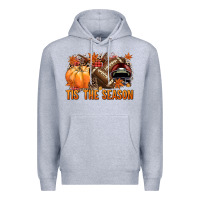 Heather Grey Tis' the season Football and maroon helmet Premium Hoodie - NancyCooperArtShop