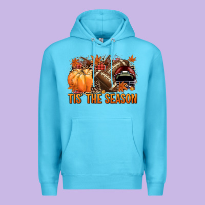 Tis' The Season Football And Maroon Helmet Premium Hoodie Designed By Nancycooperartshop