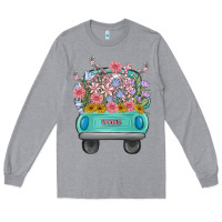 Heather Grey truck with flowers malia Long Sleeve Tee - MaliasSmallBusiness