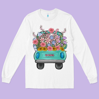 Truck With Flowers Malia Long Sleeve Tee Designed By Maliassmallbusiness