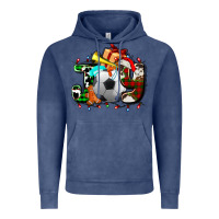 Vintage Denim joy with soccer element and Christmas Vintage Hoodie - AdoDesignShop
