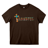 Chocolate Brown thankful pumpkin cross Heavy Core Tee - RanaPortraitStore
