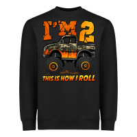 Black i'm two this is how i roll monster truck birthday Heavyweight Sweatshirt - Jasminsmagicworld