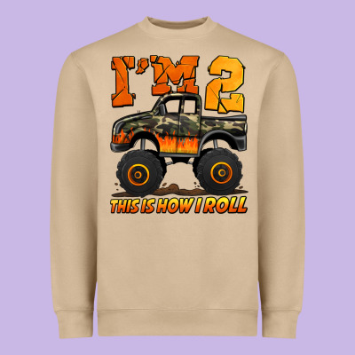 I'm Two This Is How I Roll Monster Truck Birthday Heavyweight Sweatshirt Designed By Jasminsmagicworld