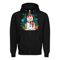 Black christmas snowman Zipper Hoodie - MaliasSmallBusiness