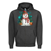 Charcoal Heather christmas snowman Zipper Hoodie - MaliasSmallBusiness