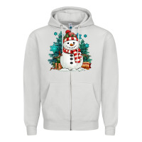 Dove Grey christmas snowman Zipper Hoodie - MaliasSmallBusiness