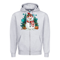 Heather Grey christmas snowman Zipper Hoodie - MaliasSmallBusiness