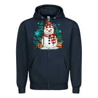 Navy christmas snowman Zipper Hoodie - MaliasSmallBusiness