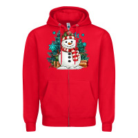 Red christmas snowman Zipper Hoodie - MaliasSmallBusiness