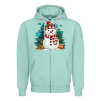 Seafoam christmas snowman Zipper Hoodie - MaliasSmallBusiness