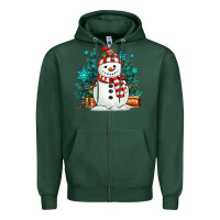 Sports Green christmas snowman Zipper Hoodie - MaliasSmallBusiness