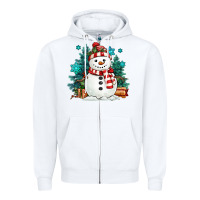 White christmas snowman Zipper Hoodie - MaliasSmallBusiness