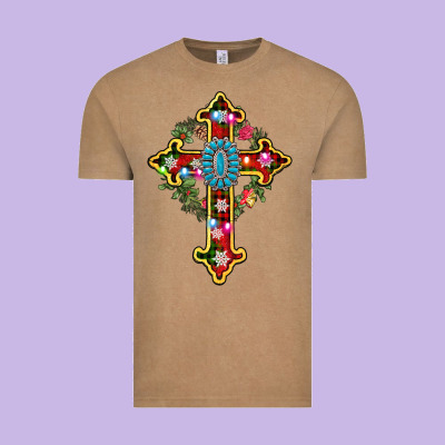 Christmas Cross Vintage Tee Designed By Adodesignshop