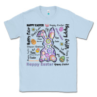 Dusty Blue Happy Easter Classic Tee - CowhideDigitalArt