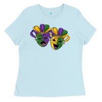 Baby Blue mardi gras mask Ladies Tee - RanaPortraitStore
