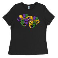 Black mardi gras mask Ladies Tee - RanaPortraitStore