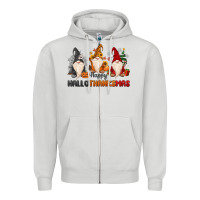 Dove Grey Happy Hallothanksmas Zipper Hoodie - MaliasSmallBusiness